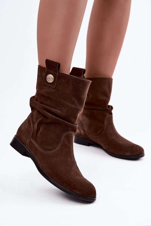 Bottines Melyora en daim à détail doré