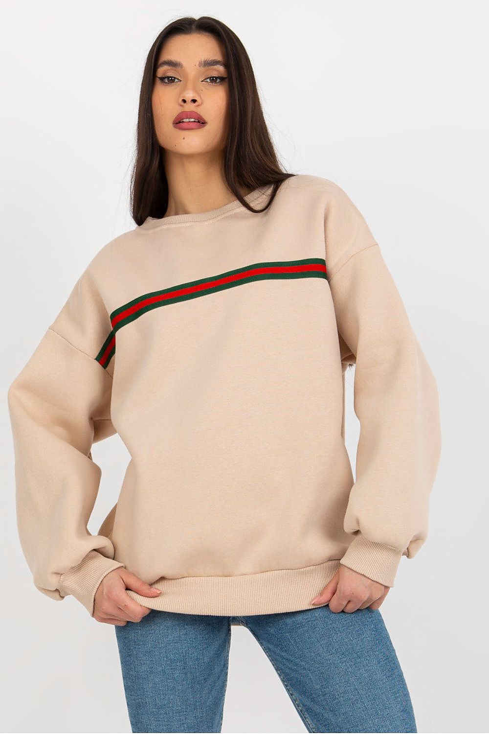 Sweat Isoria beige à bande contrastée – Nolyah Paris