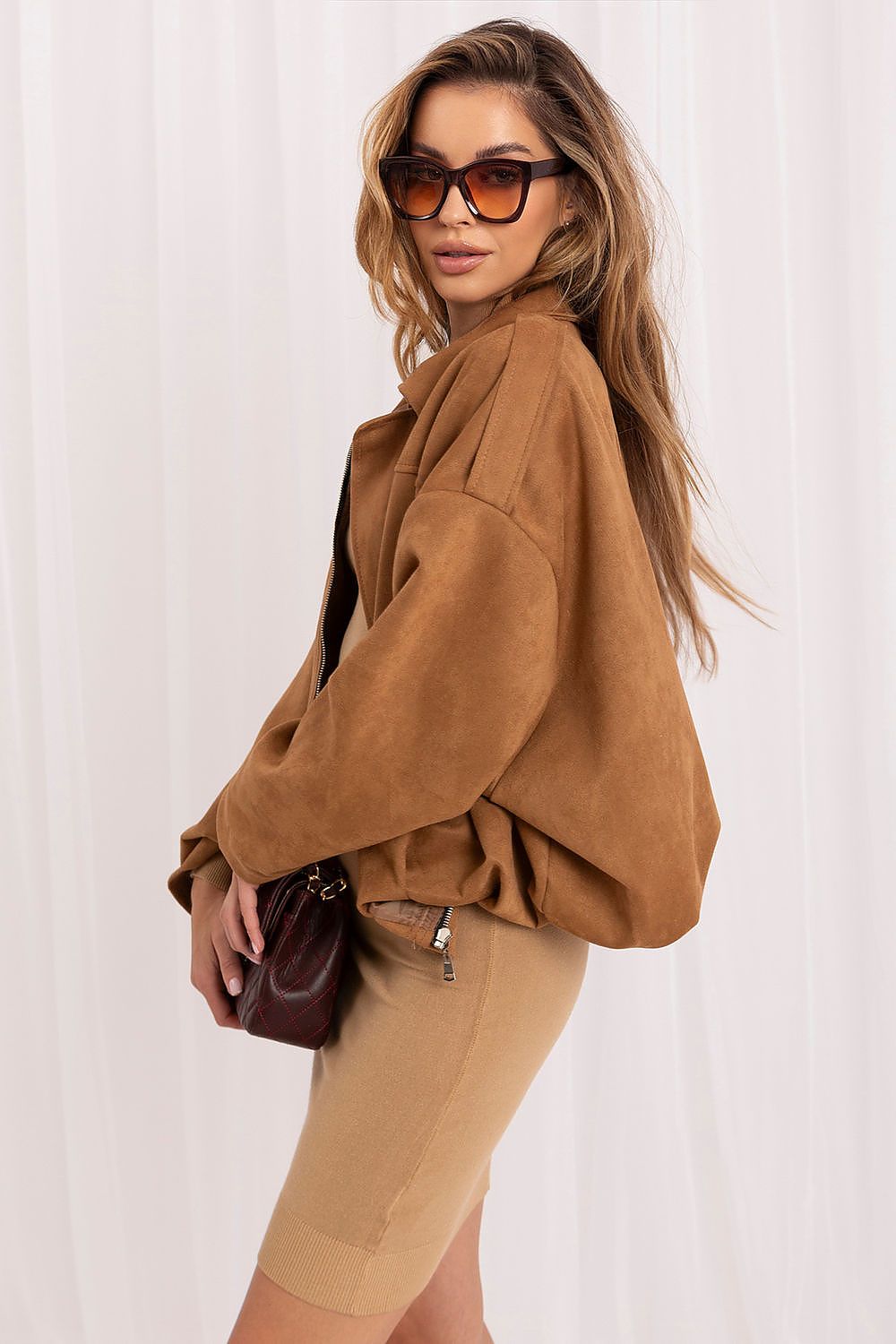 Blouson Althéa effet suède marron – vue produit 1