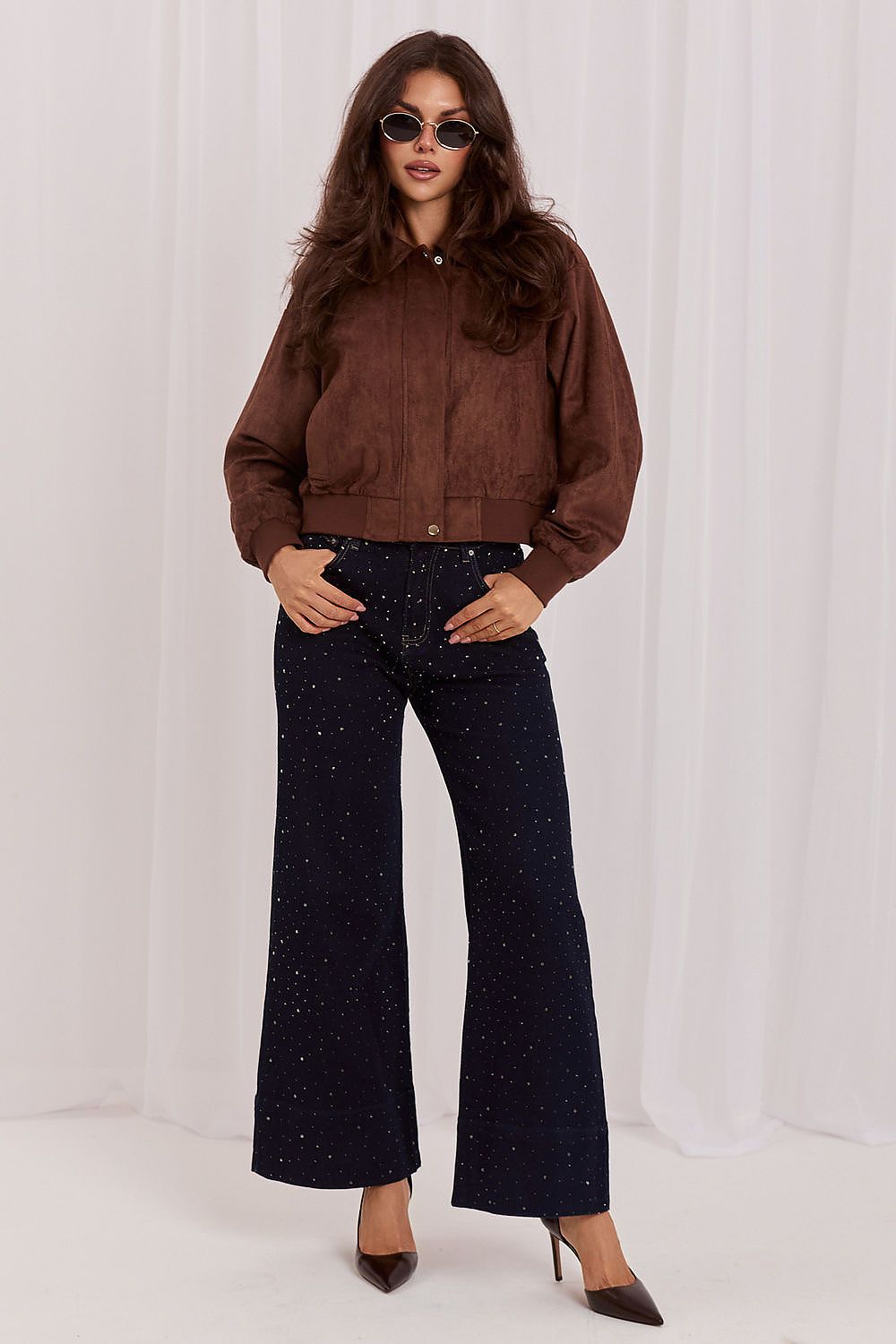 Blouson Azéliane effet suède marron – vue produit 2