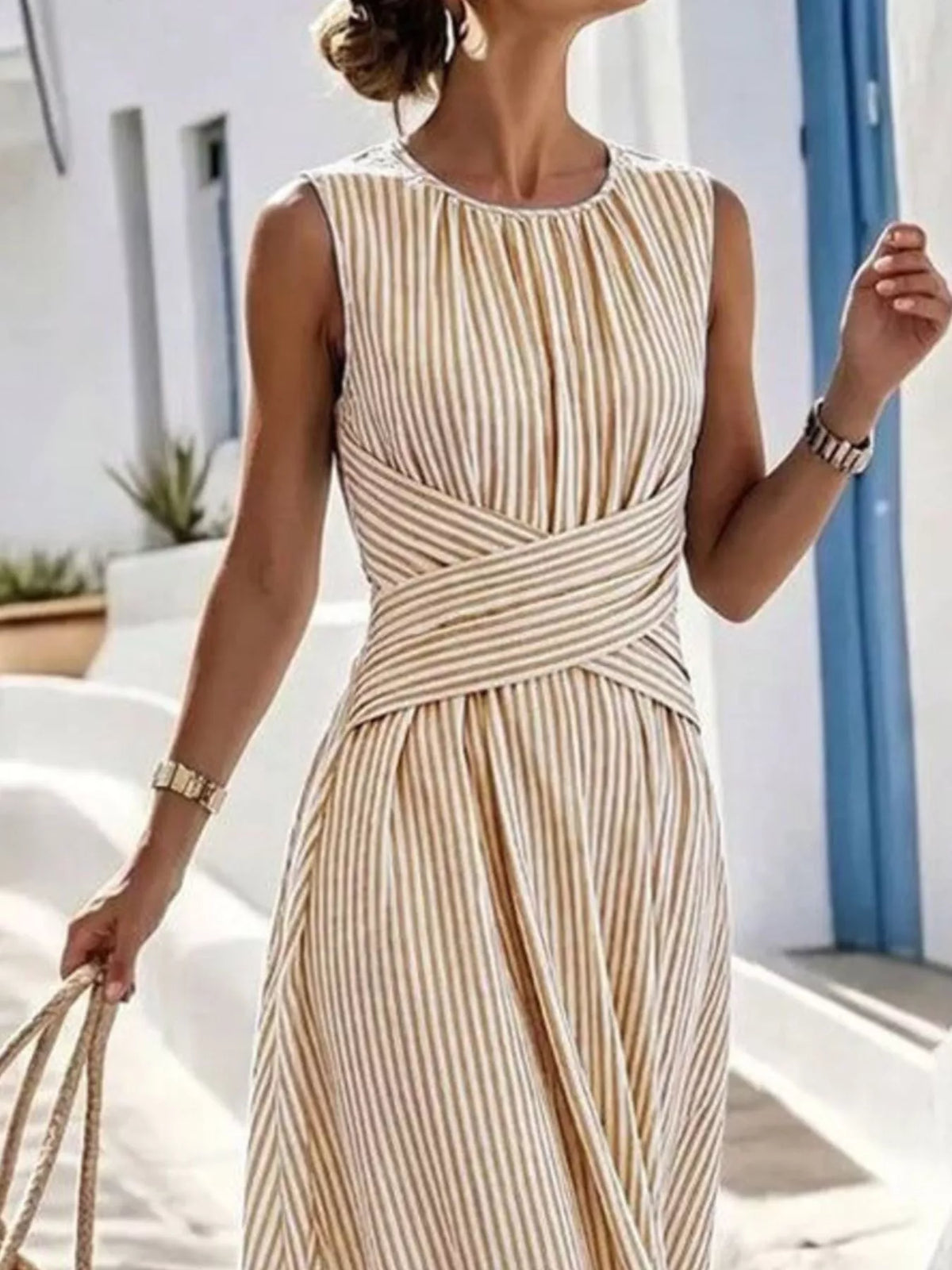 Robe longue Adèle rayée – photo produit 4