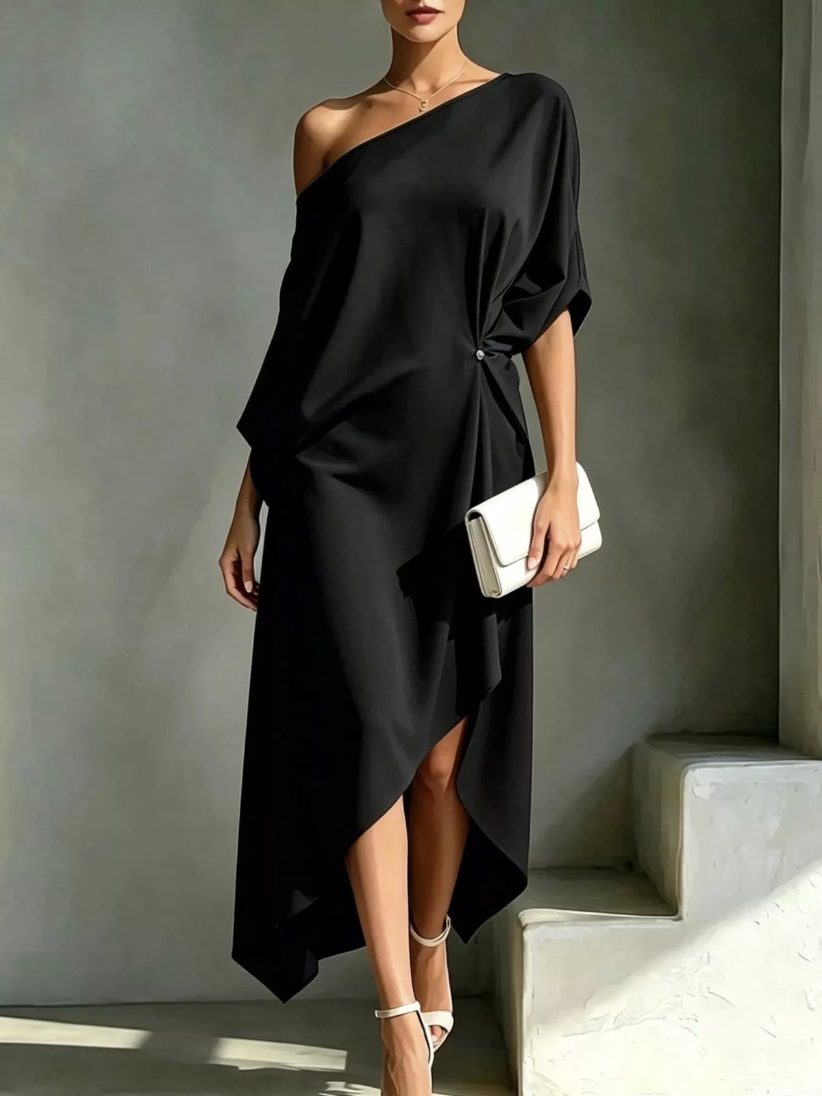 Robe Salomé drapée asymétrique – photo produit 5