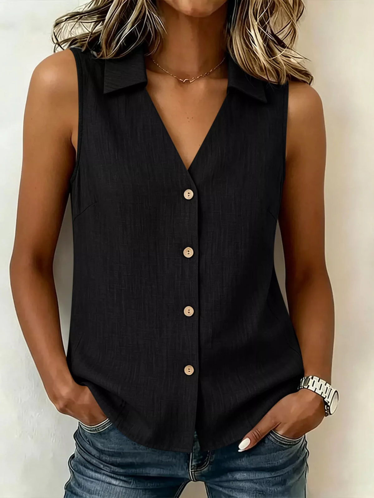 Top – Amalia boutonné col grande taille – photo produit 3