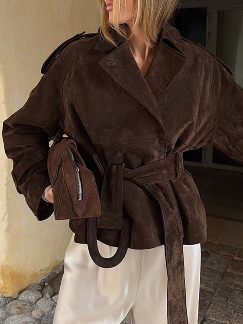 Manteau – Daphné col cranté ceinture – photo produit 1