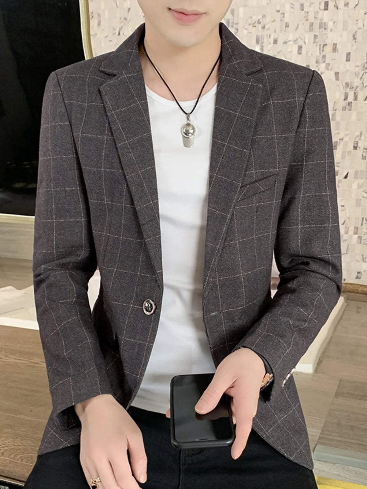 Blazer Eden homme à carreaux grande taille – photo produit 3