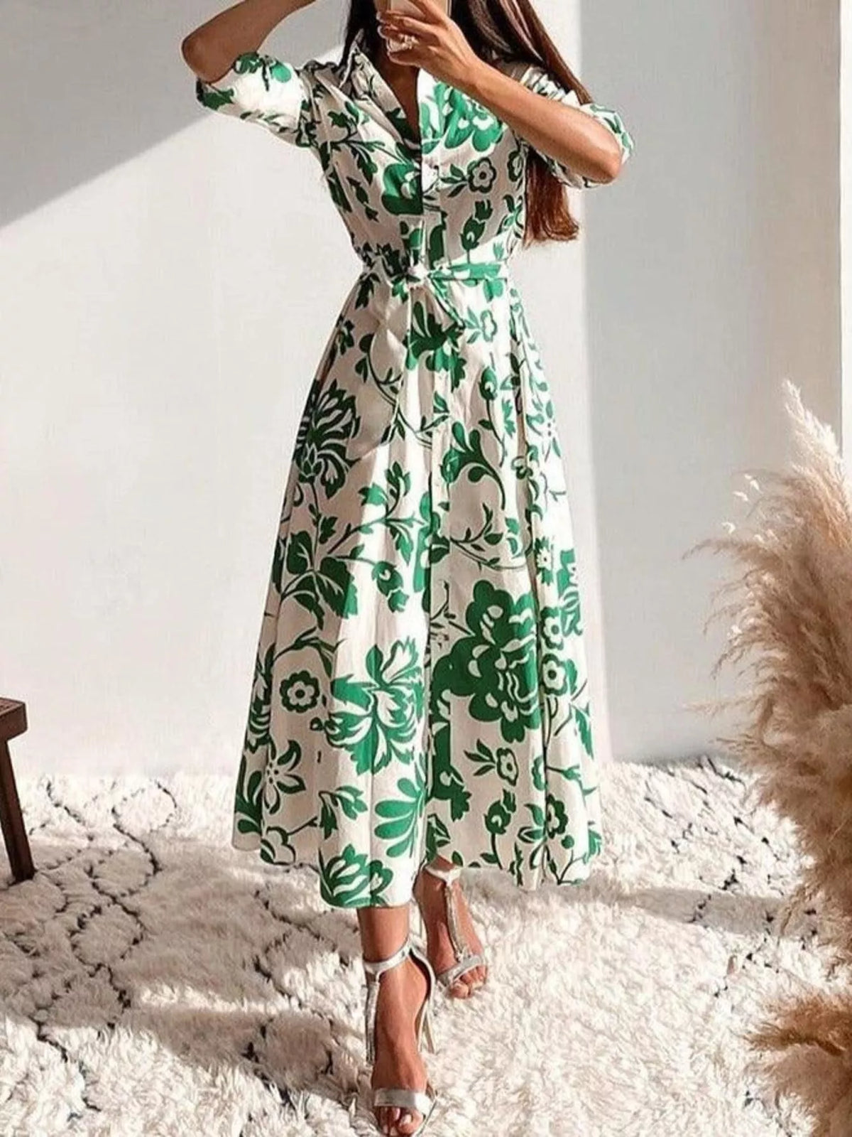 Robe chemise Shamara fleurie – photo produit 4