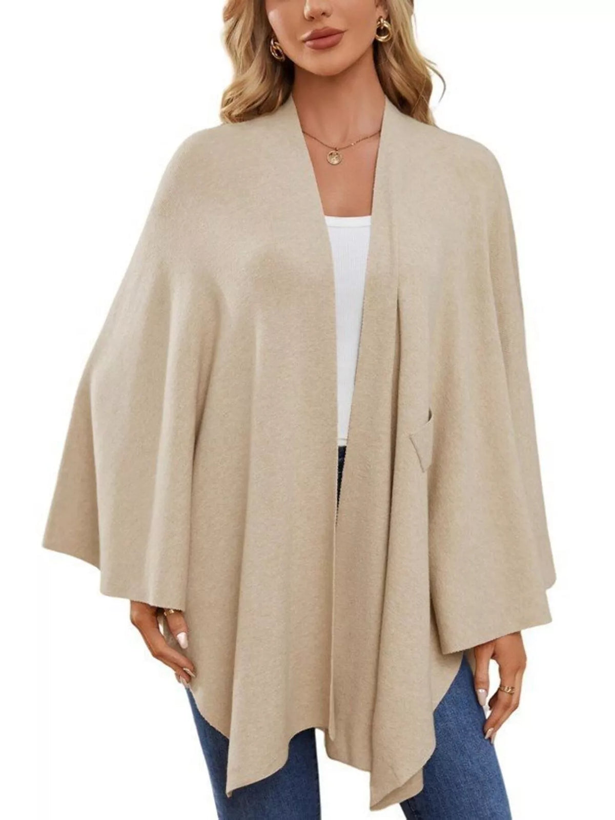 Top Iléana – cape en maille à nouer devant – photo produit 5