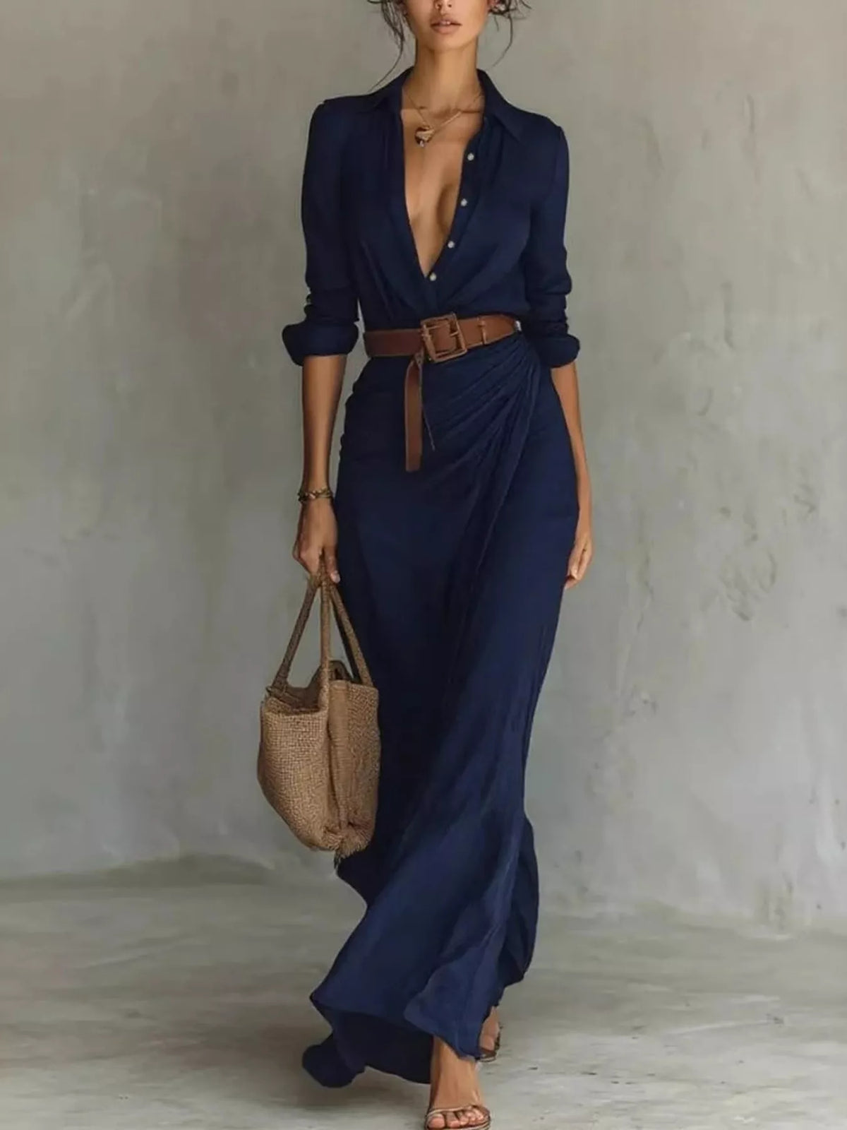 Robe longue Pli drapée grande taille – photo produit 5