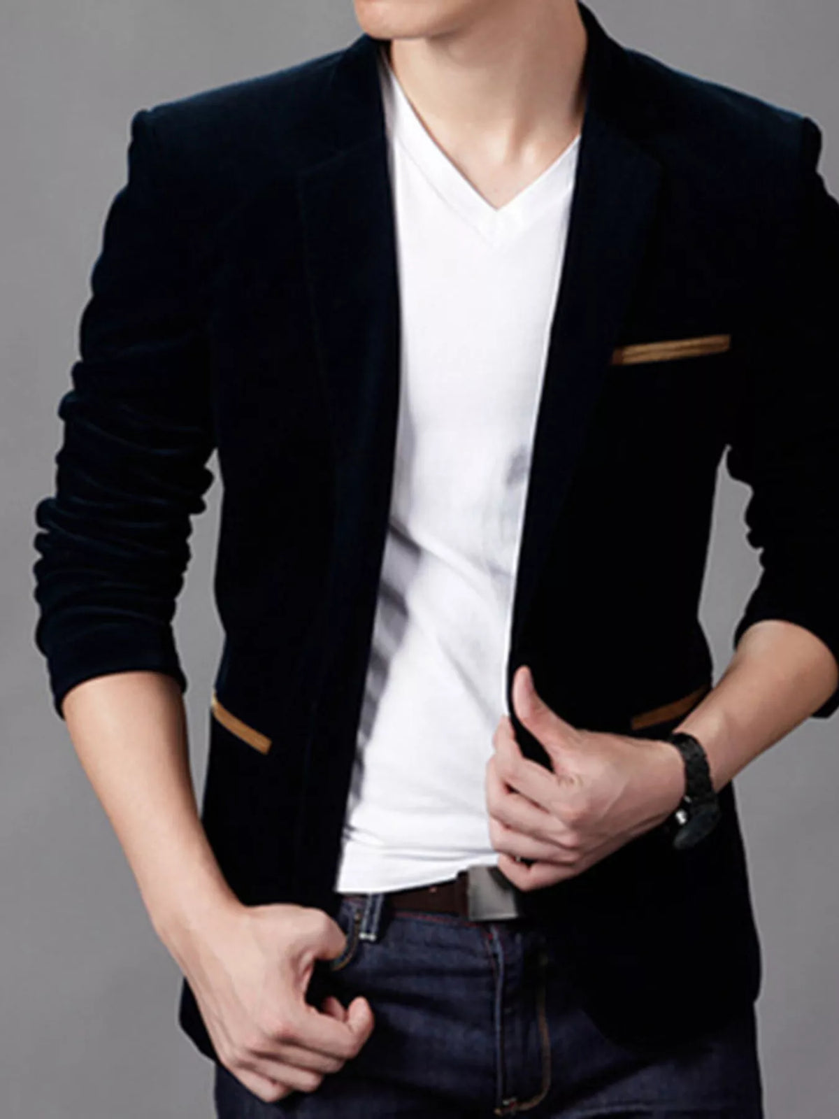 Blazer Ezio homme en velours grande taille – photo produit 2