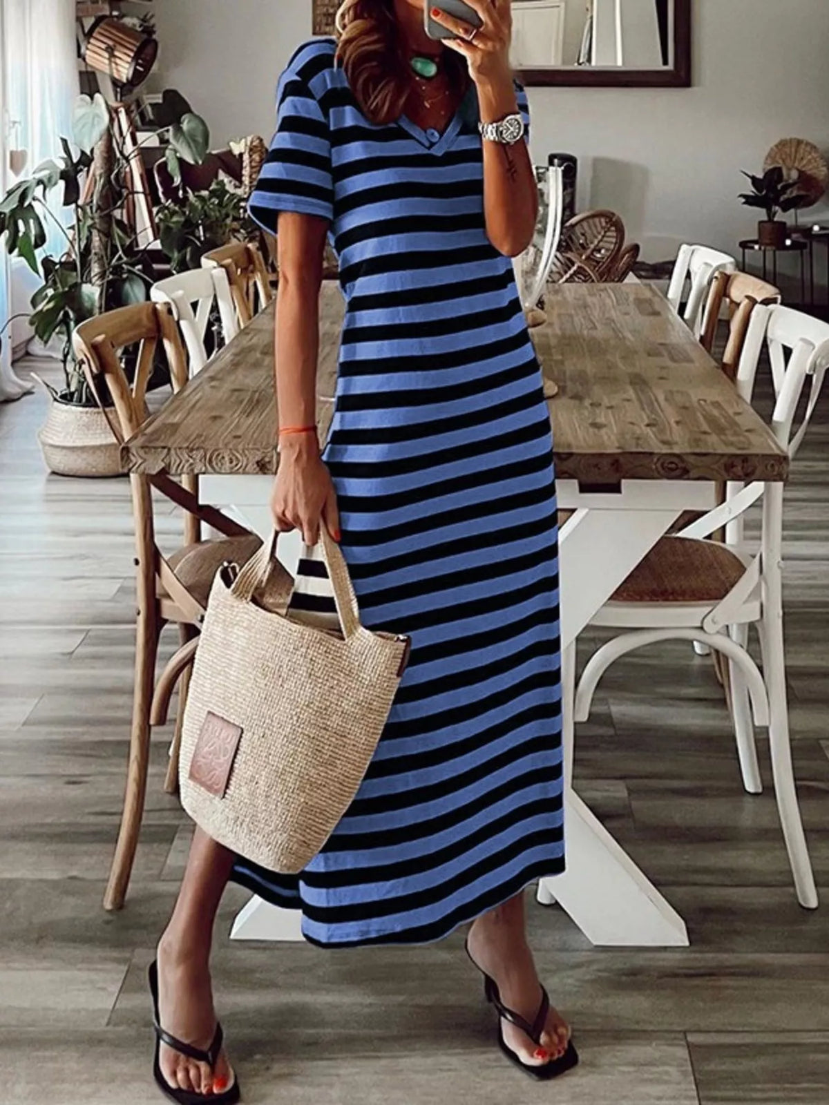 Robe midi Camille rayée – photo produit 2
