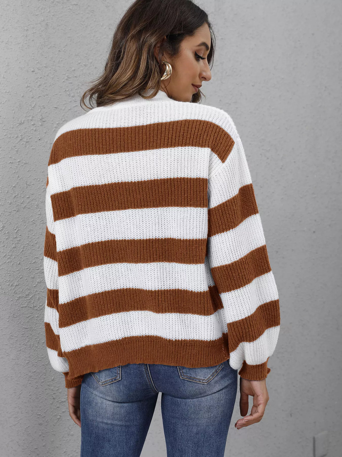 Gilet Théana – rayé boutonné manches longues – photo produit 8