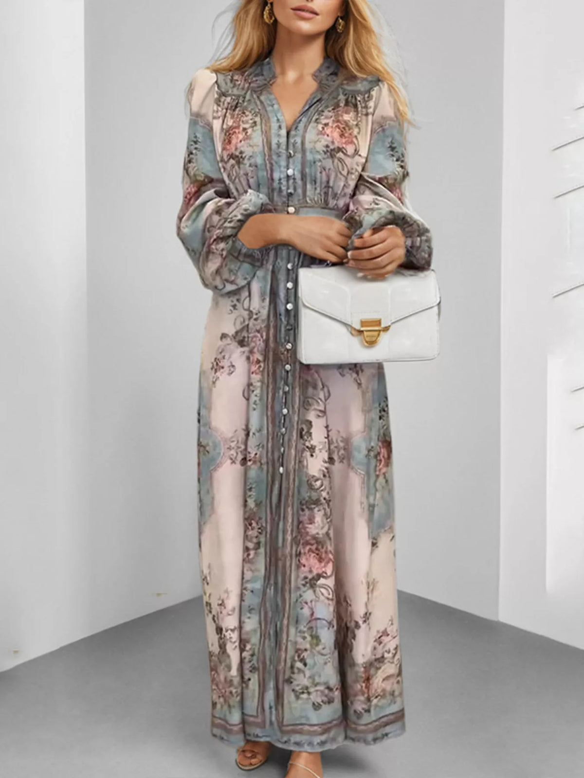 Robe longue Halo fleurie – photo produit 2