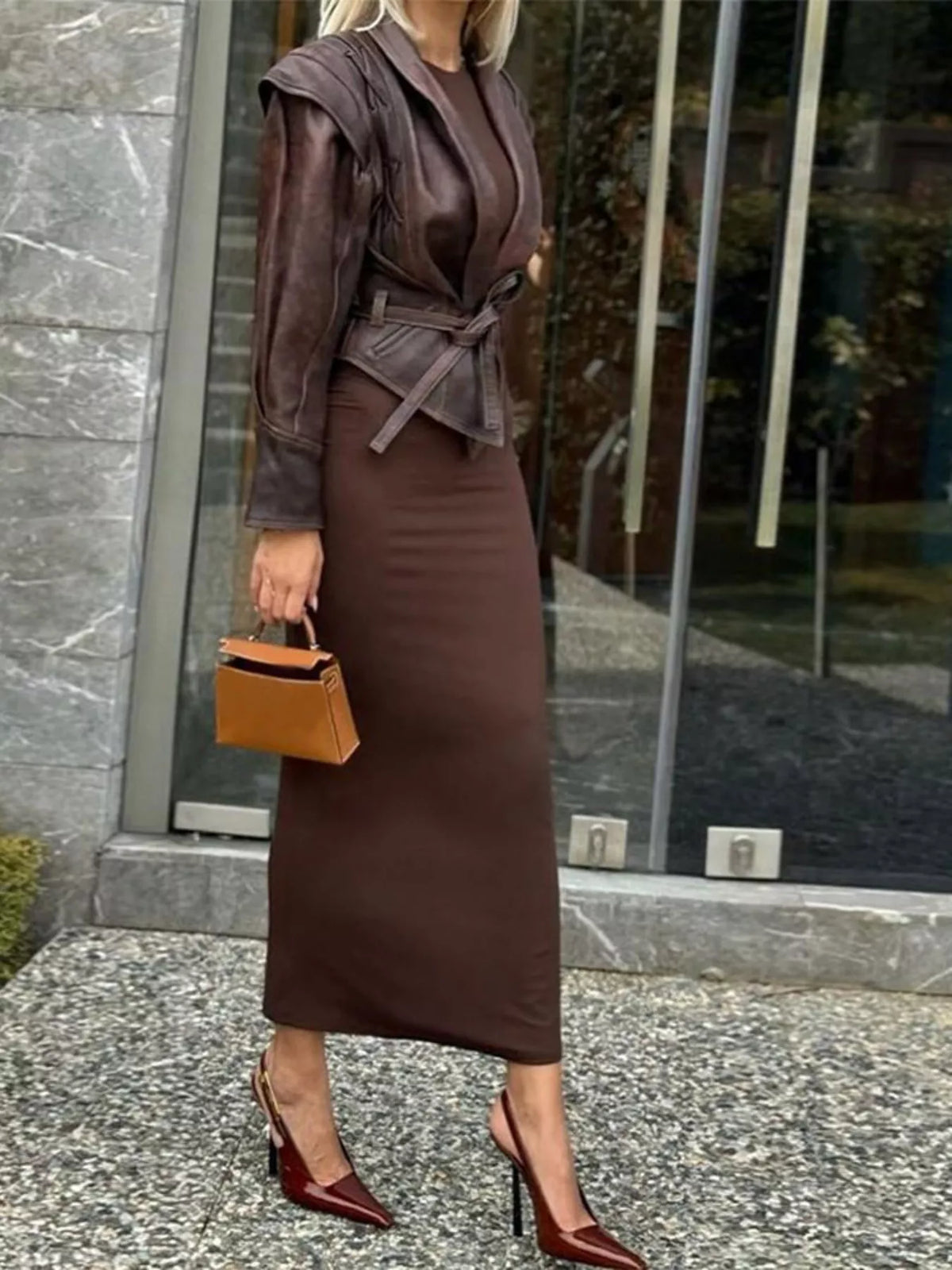 Veste Romy ceinturée effet cuir – photo produit 2