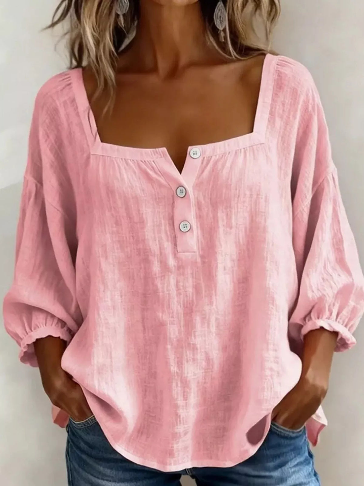 Blouse Mila col carré grande taille – photo produit 7