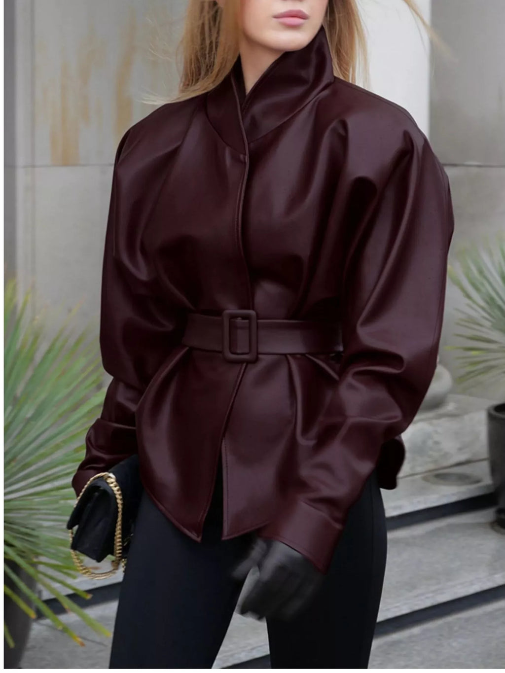 Veste Nina ceinturée effet cuir – photo produit 5