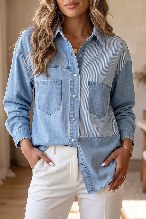 Chemise Éden en jean patchwork
