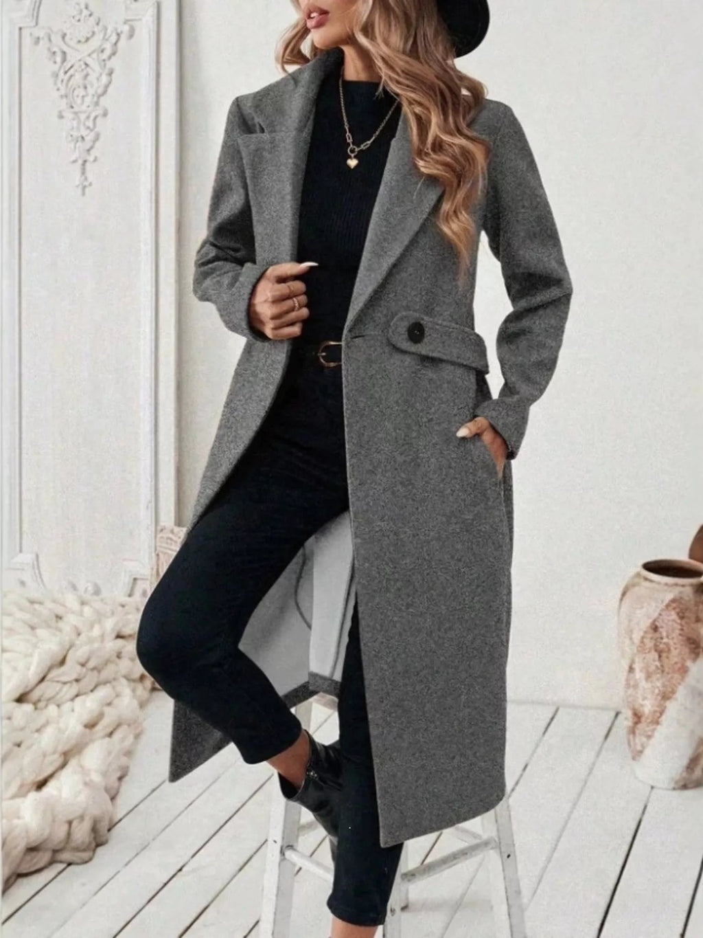Manteau Livia ceinturé grande taille – photo produit 3