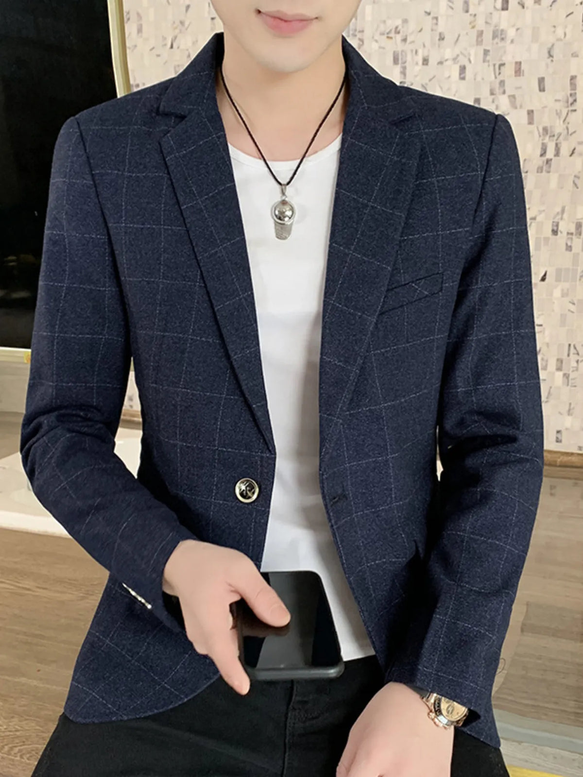 Blazer Eden homme à carreaux grande taille – photo produit 5