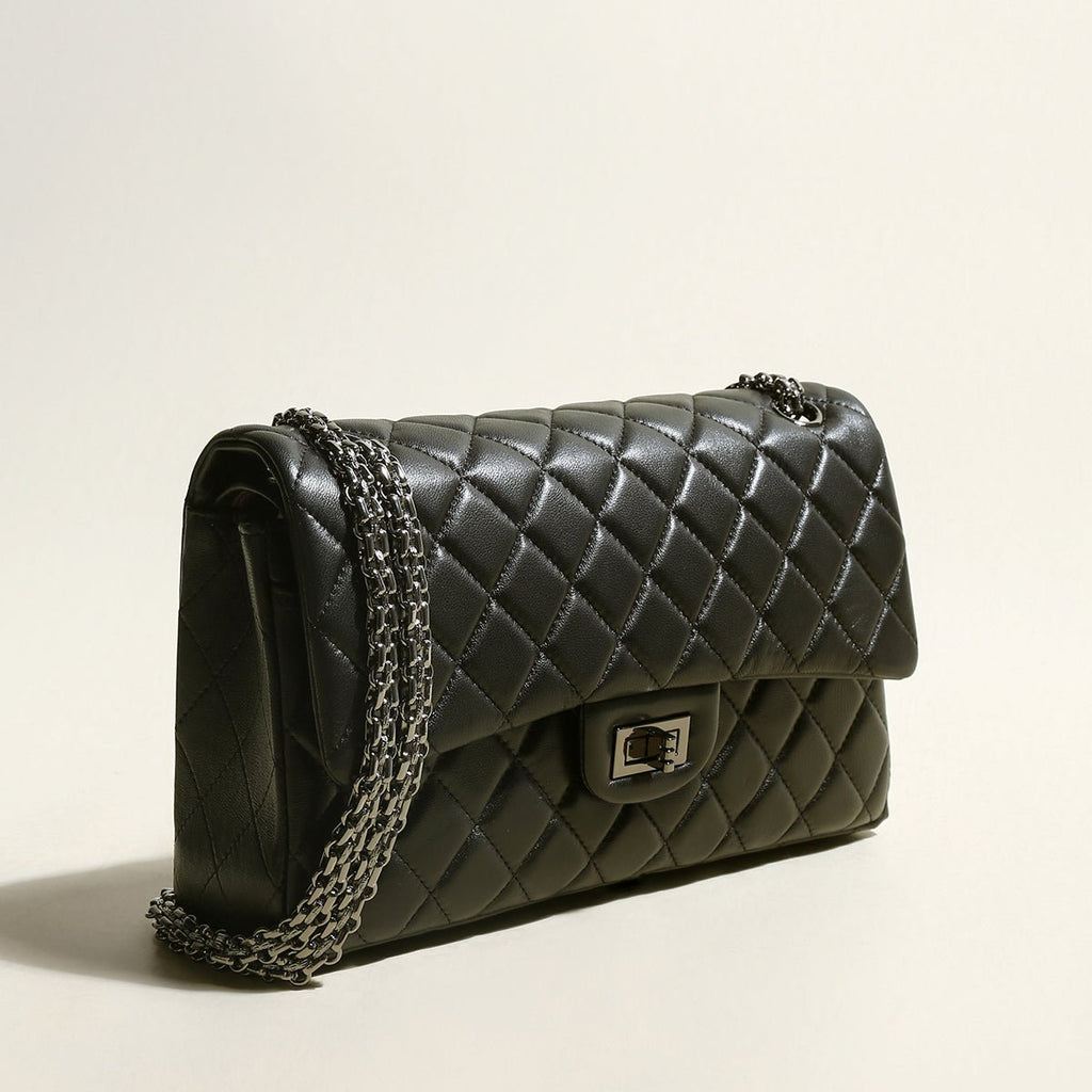 Sac Rosalie noir matelassé en cuir – photo produit 2