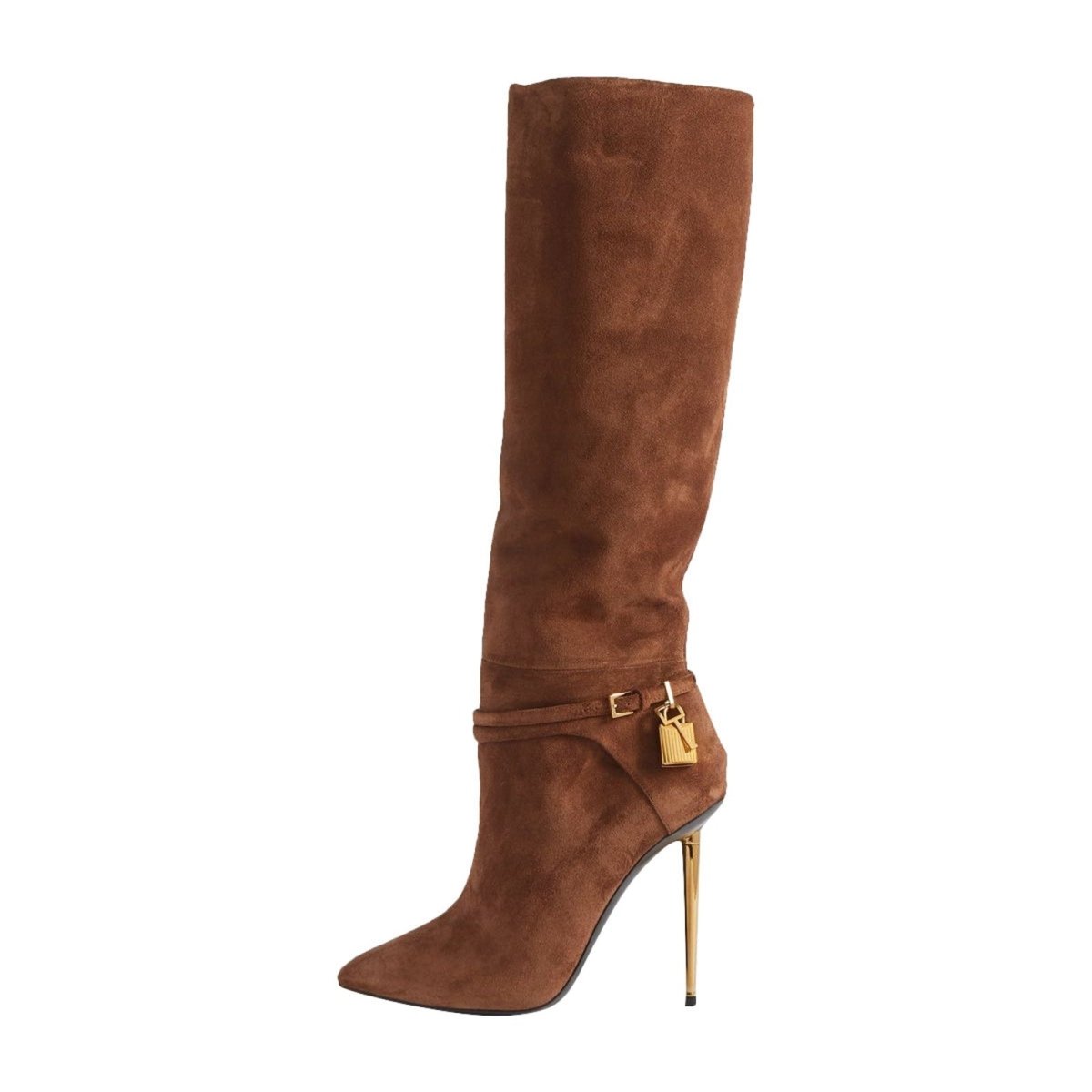 Lavish Brown Suede Pointed Toe Knee High Boots