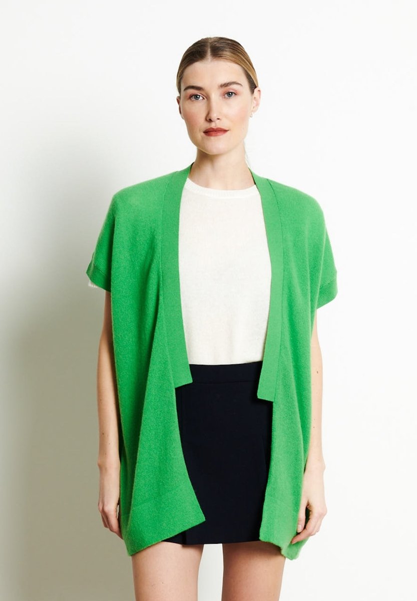 Apple green cashmere short-sleeved kimono cardigan - RIA 4