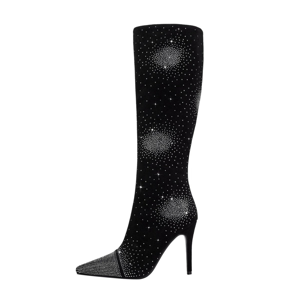 Jady Rose Black Crystal Knee-High Boots
