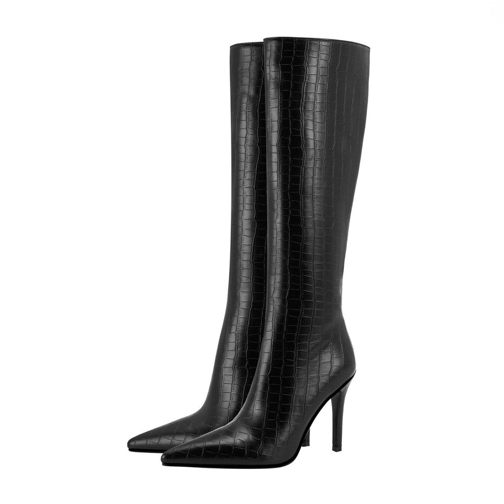 Bottes Ava hautes noires en cuir – photo produit 4
