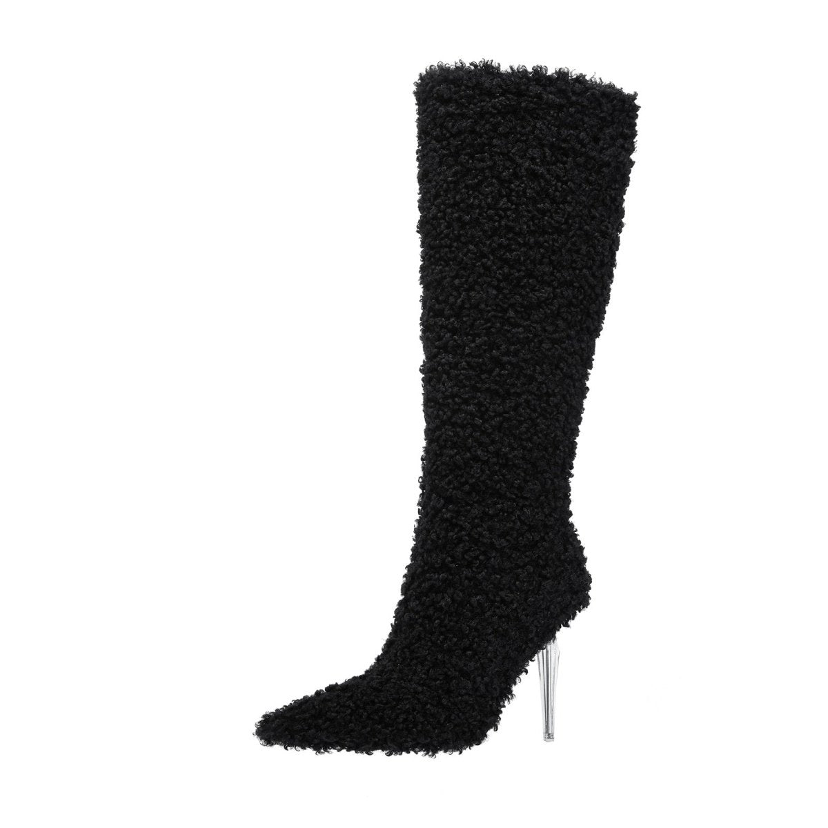 Wooly Pointed Toe Knee High Boots