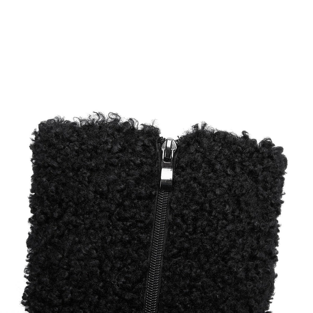 Wooly Pointed Toe Knee High Boots